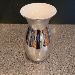 Modern Silver and White Vase